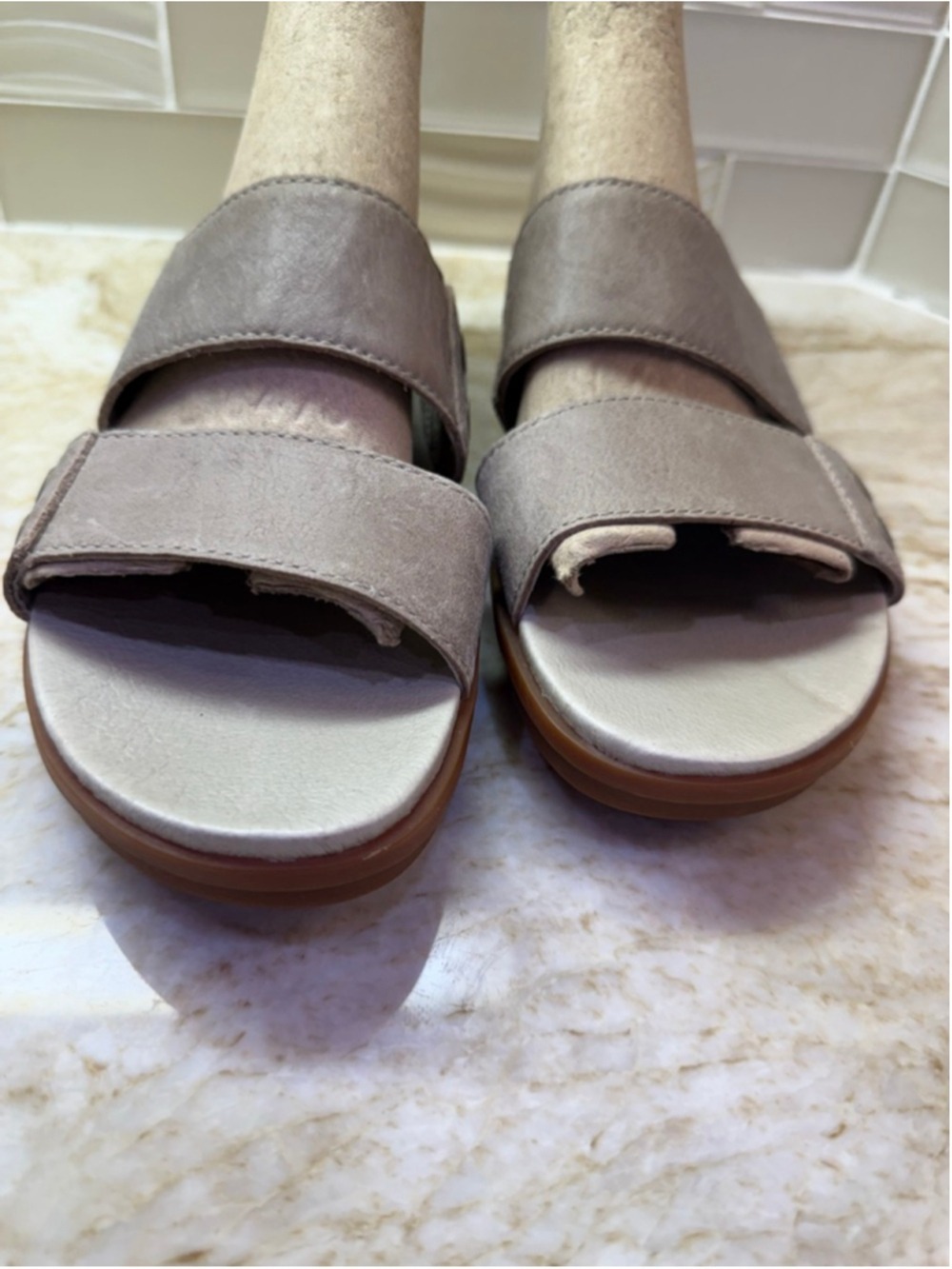 Women's Sorel Taupe Two-Strap Slide Sandals Size 8.5